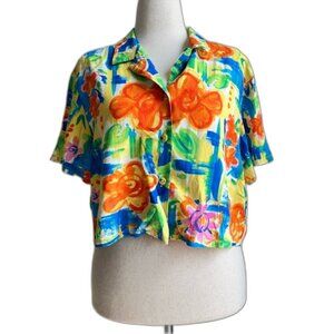 Xtreme Island Designs Hawaiian Shirt Adult Large Colorful Art  Floral Vacation
